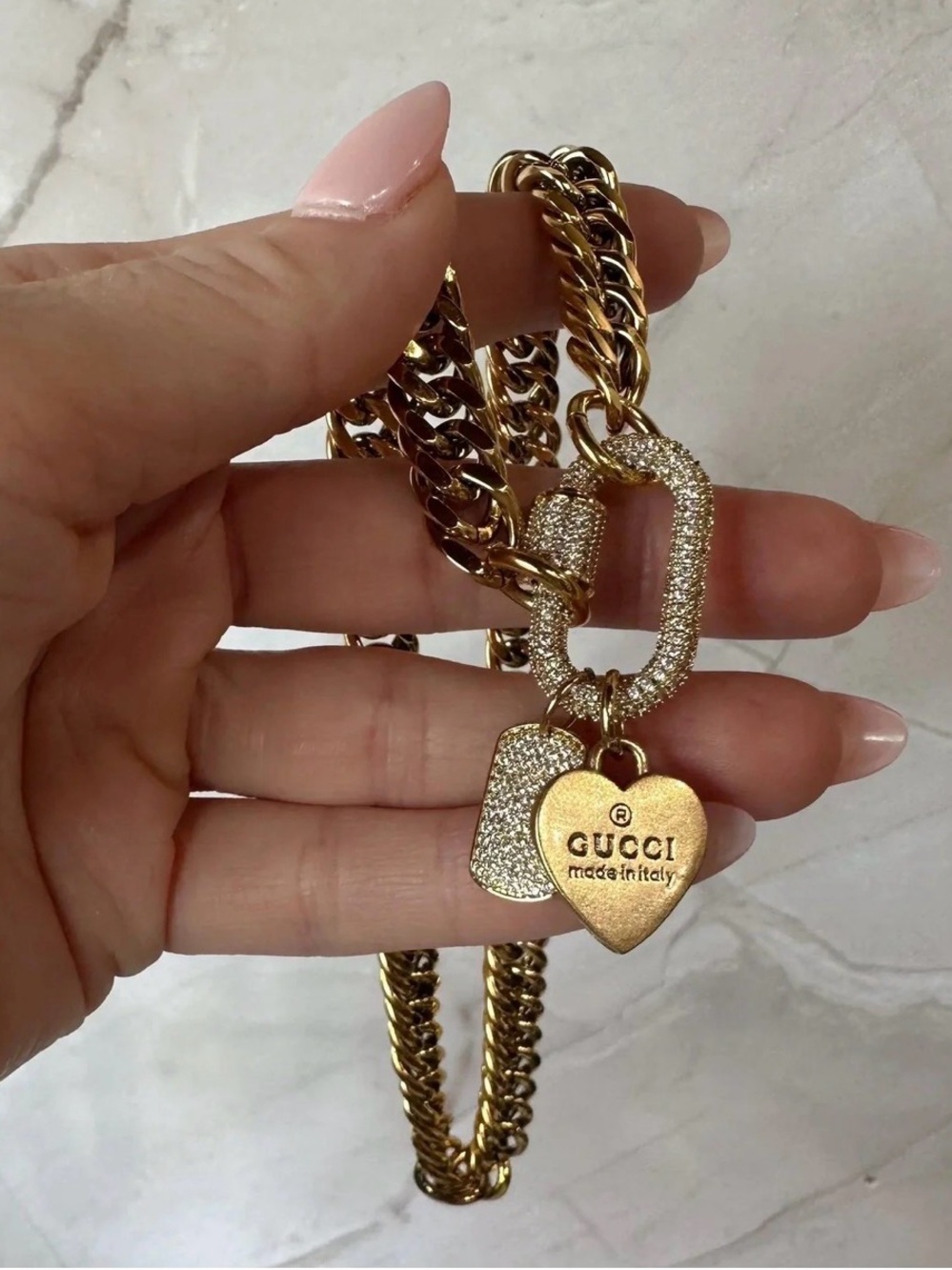 AHAVA Jewels 18k gold-plated Up-cycled Gucci Charm Necklace